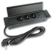 World-trading-net Tisch-Einbausteckdose 3-fach FLATBOX Schwarz USB