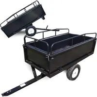 Wiltec Kippanhänger 200 x 78 x 94,5 cm bis 300 kg, Anhänger Kipper für Rasentraktor mit Gitter u. abnehmbaren Seitenwänden, Anhänger mit Kippfunktion