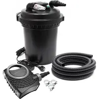 SunSun Komplettset: CPF-380 Teichdruckfilter bis 12000 L mit 11 Watt UV-C Teichklärer, NEO10000 SuperECO Teichpumpe 10000l/h 80W, 10m Teichschlauch 38 mm (1 1/2"), Schlauchschellen W1 44-47mm
