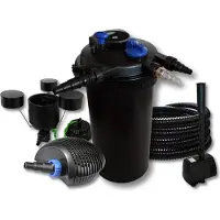 SunSun Druckteichfilter 30000l 18W UVC,40W Pumpe Schlauch Skimmer Springbrunnen