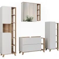 Vicco Badmöbel-Set Karen Sonoma/Weiß 4 Teile, Model 55430