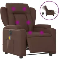 Syfax Massagesessel Elektrisch Braun Kunstleder