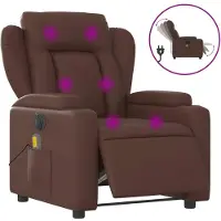 Syfax Massagesessel Elektrisch Braun Kunstleder