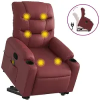 Syfax Massagesessel mit Aufstehhilfe Weinrot Kunstleder