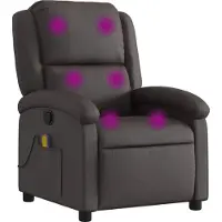 Syfax Massagesessel Dunkelbraun Echtleder