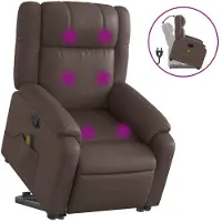 Syfax Massagesessel mit Aufstehhilfe Braun Kunstleder