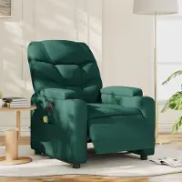 vidaXL Massagesessel Fernsehsesel Elektrisch Dunkelgrün Stoff 3204590