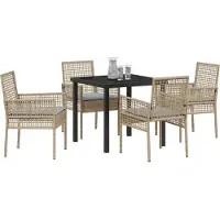 vidaXL Garten Essgruppe 5 pcs Beige Poly-Rattan