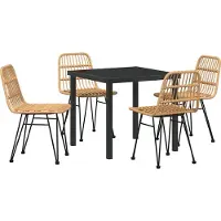 vidaXL Garten Essgruppe 5 Stk. Braun Pulverbeschichteter Stahl