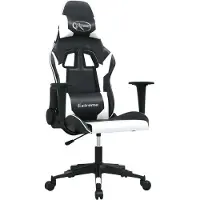 Syfax Gaming-Stuhl mit Massagefunktion Schwarz und Weiß Kunstleder