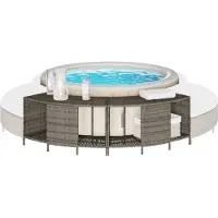 vidaXL Outdoor-Regale für Whirlpool 2 Stk. Grau Poly Rattan - Poolzubehör modernem Design 55171261