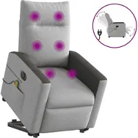 Syfax Massagesessel mit Aufstehhilfe Elektrisch Wolkengrau Stoff