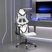 vidaXL Möbel Gaming-Stuhl mit Massagefunktion Weiß und Schwarz Kunstleder - Bürostühle &12282