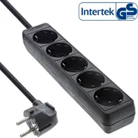 InLine Steckdosenleiste, 5-fach Schutzkontakt, schwarz, 1,5m
