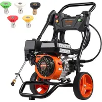 Vevor Gas-Hochdruckreiniger, 3400 PSI 2,6 GPM, gasbetriebener Hochdruckreiniger 10 l/min mit Aluminiumpumpe, Spritzpistole und Verlängerungsstab, 5-Düsen-Set