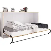 VCM Schrankbett H. 114 x B. 213 x T. 43 cm, Wandklappbett horizontal mit Lattenrost 90x200 cm, Bettschrank, Kommode Smalu