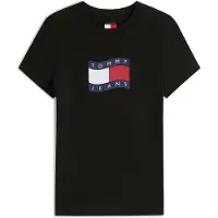 Tommy Hilfiger Slim Wavy Flag Tee Black Größe: M | Hemden Outlet | Damen | Schwarz