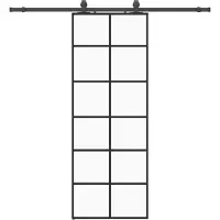 Syfax Schiebetür mit Beschlag Schwarz 76x205 cm ESG-Glas