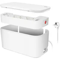Ginza.se Outlet Strip, Storage box w/4 safety +1 Euro socket, w/2x USB-A, 1x USB-C, white