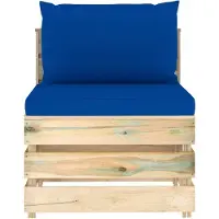 vidaXL Modulares Mittelsofa mit Kissen Grün Imprägniertes Holz