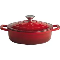 Assheuer & Pott APS 88300 Bräter mit Deckel 5 STARS, Gusseisen, induktionsgeeignet, ofenfest, inkl. Deckelhalter, Ø 25 cm, 2,5 Liter, rot