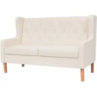 vidaXL 2-tlg. Sofa-Set Stoff Cremeweiß