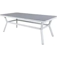 Venture Home Virya Gartentisch 200x100 cm Weiß, 74 cm hoch, Aluminium-Glasplatte, robust
