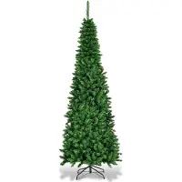 Northix 200 cm Schmaler Weihnachtsbaum mit Warmweißen LEDs Künstlicher Tannenbaum Grün