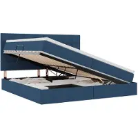 vidaXL Aufbewahrungsbett mit Matratze Blau 200 x 200 cm Stoff
