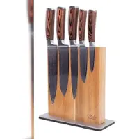 Wakoli Edib 5er Damastmesserset I Holzbox I 8 - 20cm Klinge I mit Messerblock