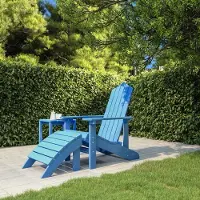 vidaXL Möbel Adirondack-Gartenstuhl mit Fußteil HDPE Aquablau - Gartensessel 318648
