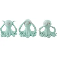J-Line Oktopus Sehen/Hören/Schweigen Polyresin Hellgrün Large Sortiert 3