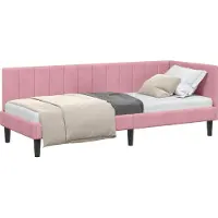 Syfax Eckbettgestell mit Kopfteil Rosa 80 cm x 200 cm Samt
