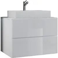 VCM 2-tlg. Waschplatz Waschtisch | Waschbecken Unterschrank Breite 60 cm | Badmöbel Set mit Schubladen | Lendas