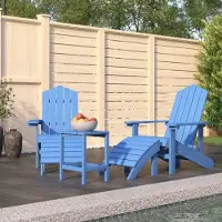 vidaXL Möbel Adirondack-Gartenstühle mit Hocker & Tisch HDPE Aquamarin - Gartensessel 3095715