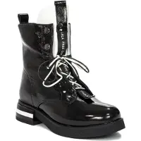 Artiker Schwarze Damen Winter Boots mit Schaffellfutter, Plateausohle, Absatz, Modell 49C0308