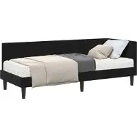 Syfax Eckbettgestell mit Matratze mit Kopfteil 2 pcs Schwarz Samt