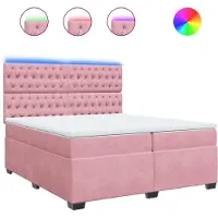 Syfax Boxspringbett mit Matratze Rosa 200x200 cm Samt