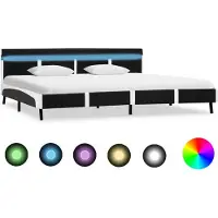 Syfax Bettgestell mit LED Schwarz Kunstleder 180x200 cm