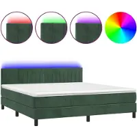 Syfax Boxspringbett mit Matratze & LED Dunkelgrün 160x200 cm Samt