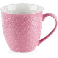 Orion Duży kubek ceramiczny, serca, z uchem, do kawy, herbaty, 580 ml, różowy