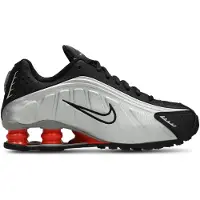Nike Shox R4 Metallic-Silber Schwarz Picante-Rot (GS)