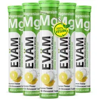 EVÄM Magnesium 375 mg Brausetabletten 5x 20 Stück Zitrone – vegan & zuckerfrei – für Muskeln und Nervensystem – – Hergestellt in Germany