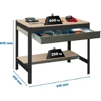 Simonwork (bancos De Trabajo) Werkbank SIMONWORK BT0 BOX anthrazit 1 Schublade 91,0 x 61,0 x 84,2 cm