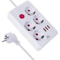 Macleans Steckdosenleiste 4 Steckdosen 2500W 3xUSB weiß 1,5m
