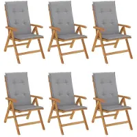 vidaXL Gartenstühle mit Kissen 6 Stk. Massivholz Teak