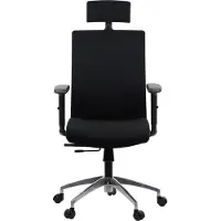 Stema Drehbarer ergonomischer Bürostuhl RIVERTON F/H/AL, verstellbare Armlehnen, Kopfstütze, Aluminiumbasis, verschiebbarer Sitz (vorne-hinten), Schwarz