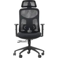 Stema Ergonomischer Bürodrehstuhl ARDEN, Nylon Basis, verstellbare Armlehnen, Kopfstütze und Lordosenstütze, Sitzverlängerung, Schwarz