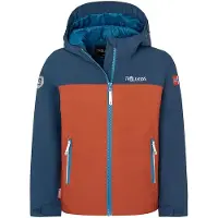 TROLLKIDS Kinder Telemark Regenjacke - 128 - red clay/mystic blue