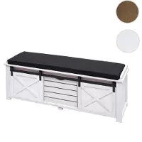 Mendler Sitzbank mit Staufächern HWC-H53, Polsterbank Sitz-Kommode, Shabby-Look Massiv-Holz Metall Stoff 43x 73776